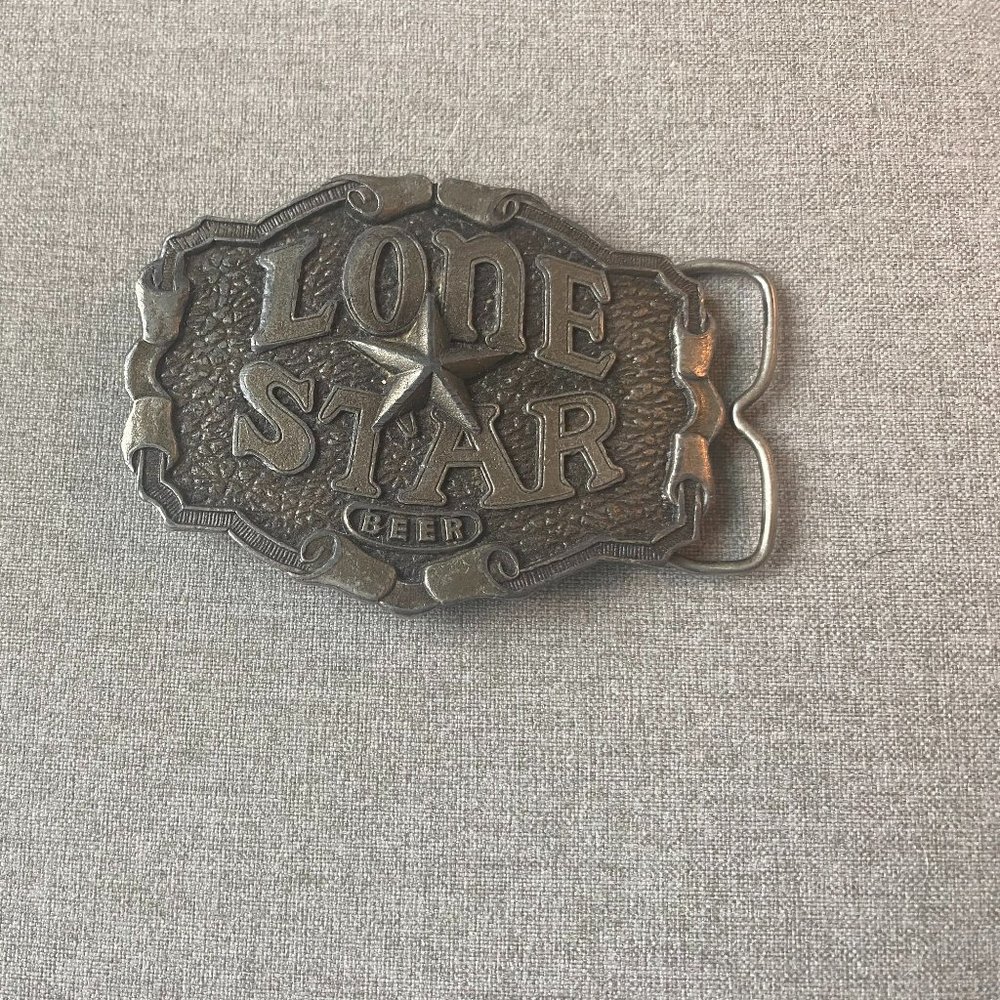 Vintage 1975 Lonestar Beer Belt Buckle with Bottle Opener